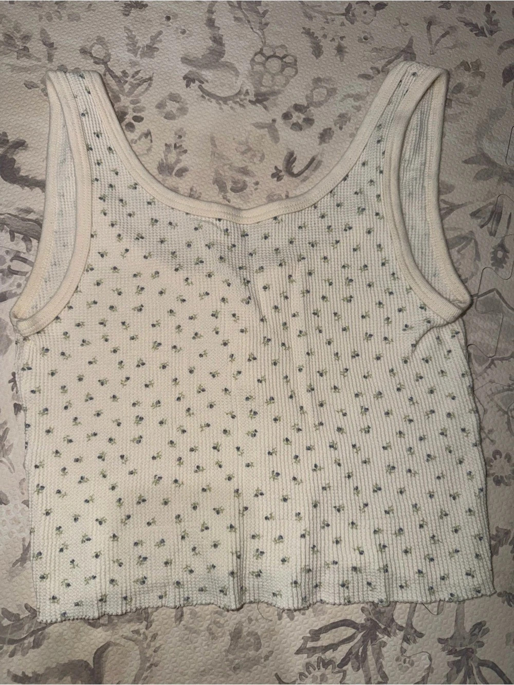 Brandy Melville Floral Tank Top in White